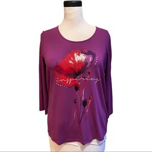 Gerry Weber Purple Long-Sleeved Print Top / Sz 10